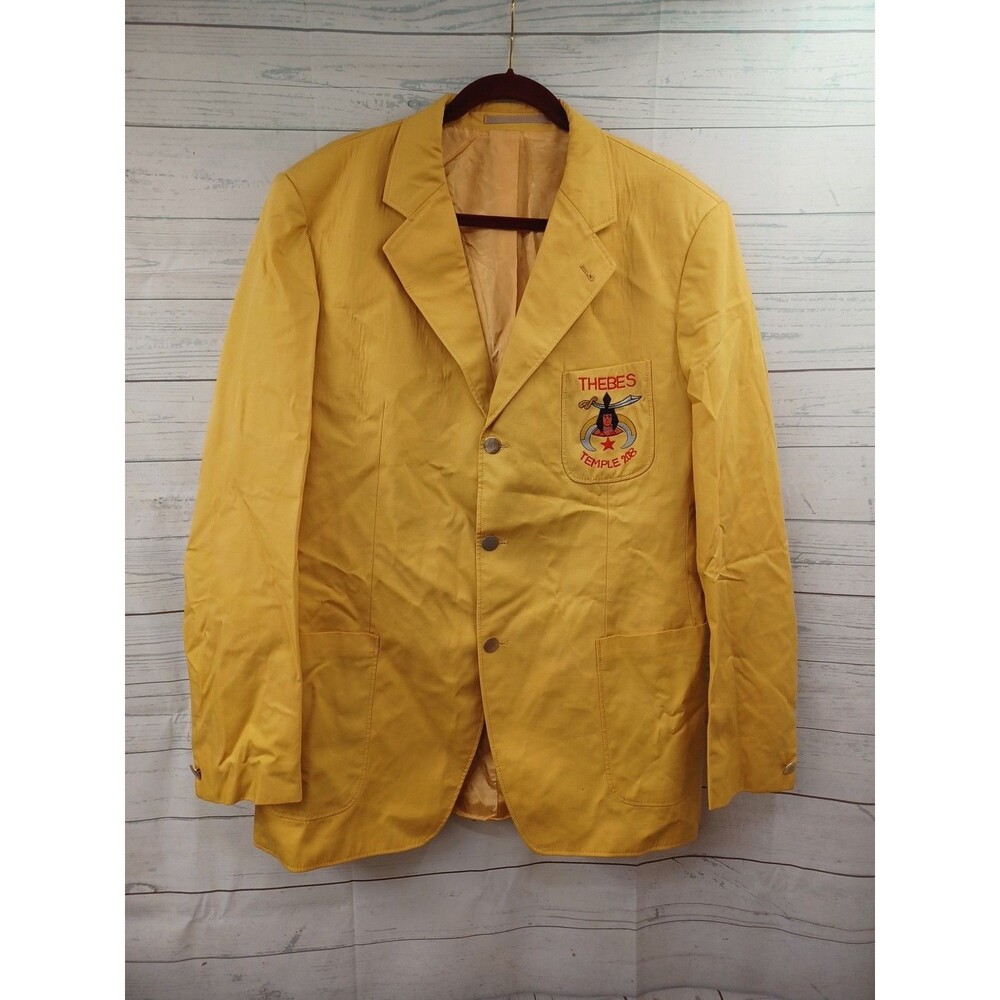 Vtg Thebes Temple 208 Suit Jacket Blazer Sport Coat Mens Sz 48 Mustard Chest 48"